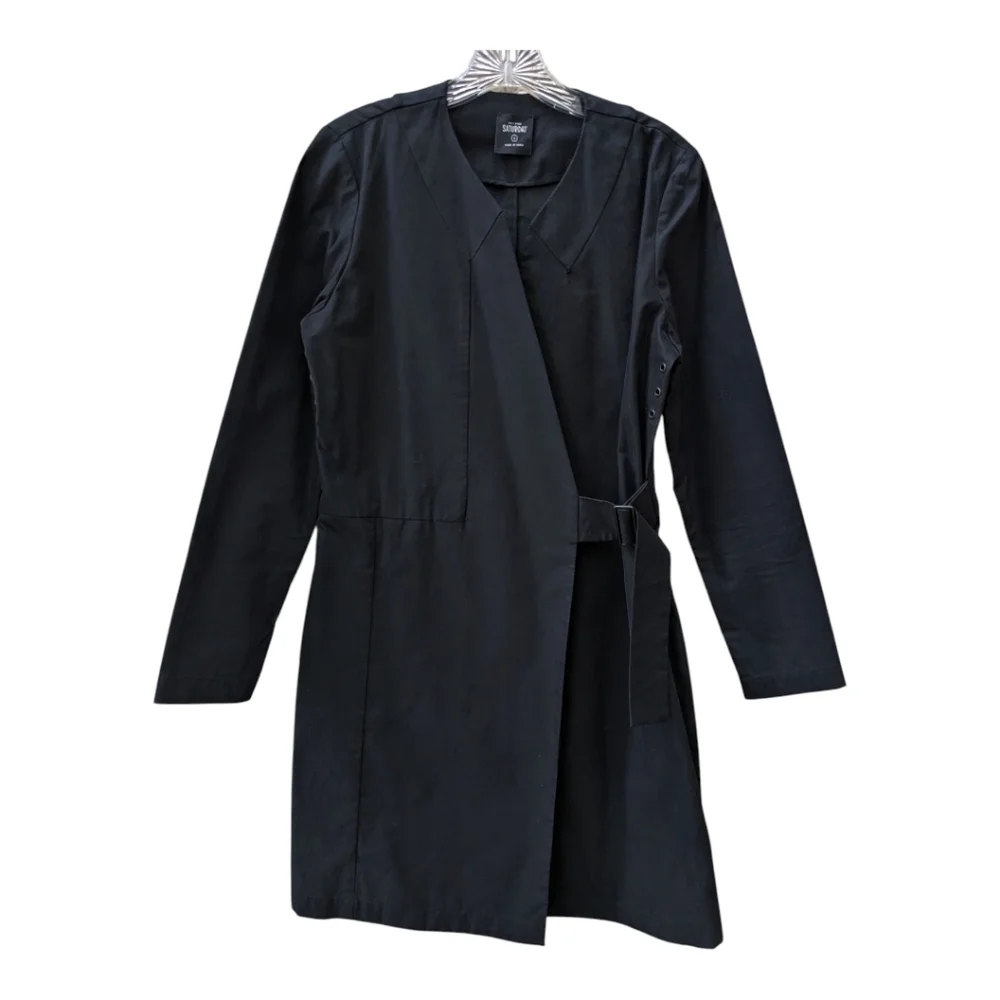 Kate Spade Saturday Black Trench Coat Wrap Professional Sz S